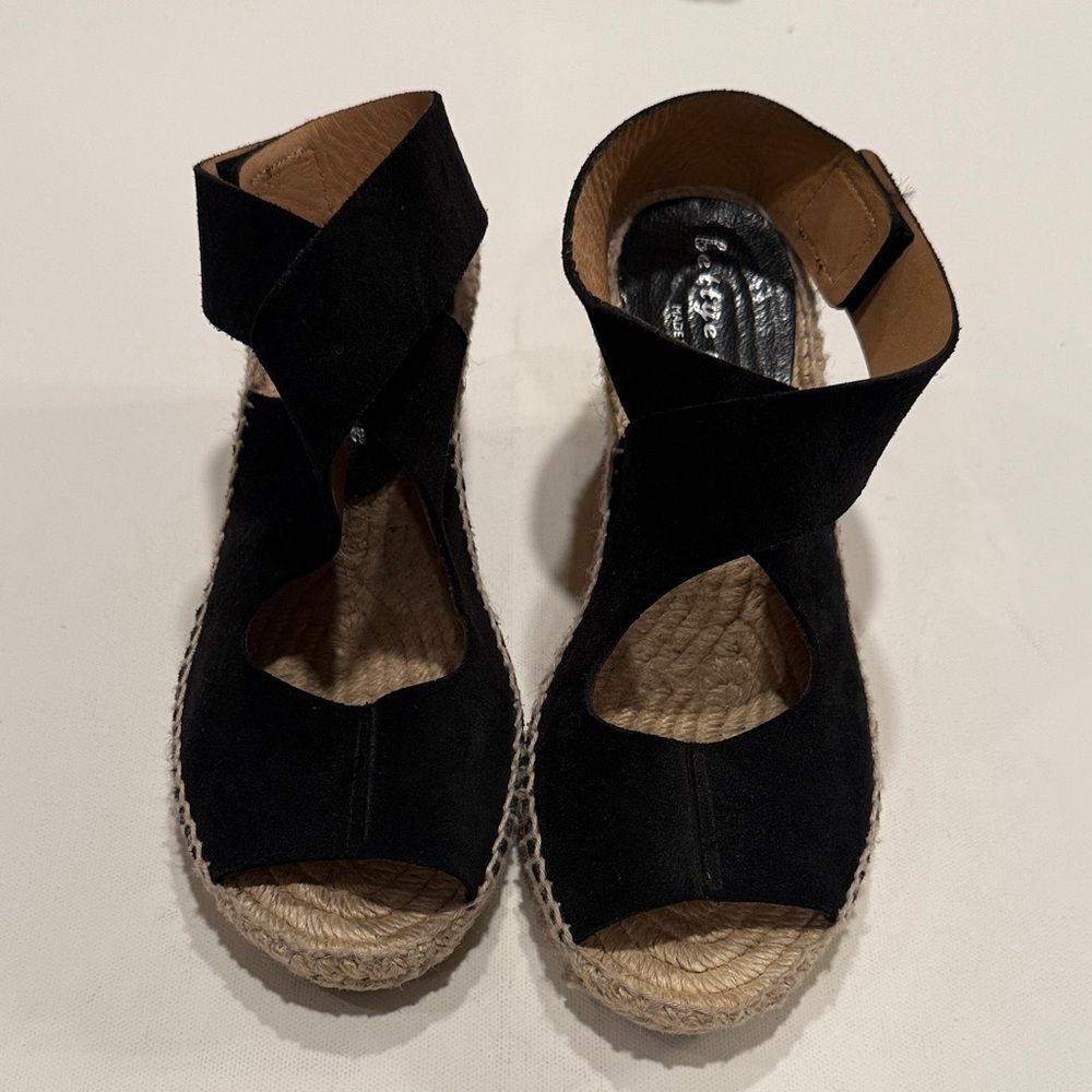 Bettye Muller Black Espadrille Wedges